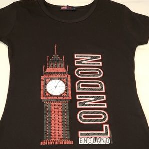 Tee-shirt black with red clock tower size small
